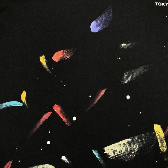 Gallery Black Short Sleeve Splash Print Letter T-Shirt - Picture 12 of 12